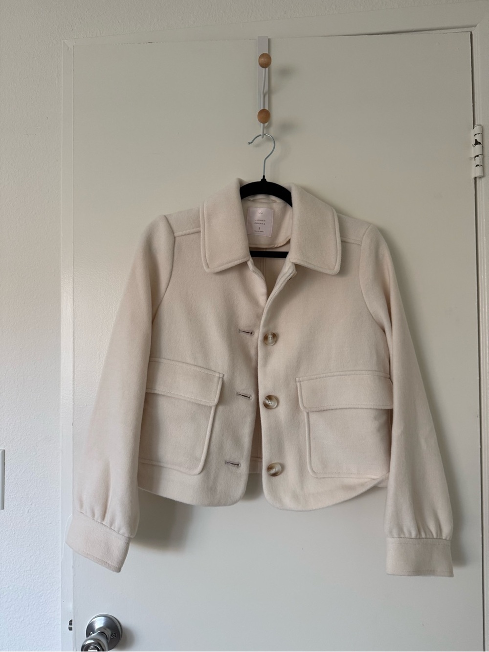 NWOT Lauren Conrad Cream Cropped Button Jacket